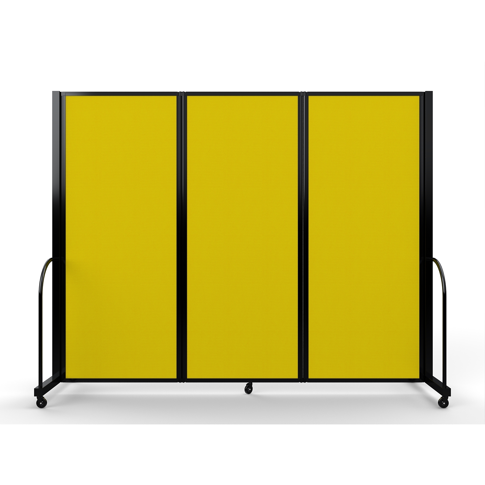 Screenflex Full Motion Divider, 6'10" x 8'7", Black Frame, Primary Yellow
